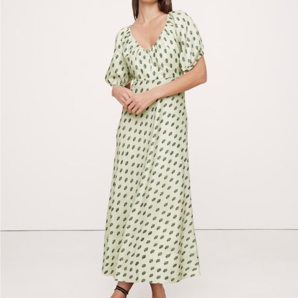 Banana Republic Light Green Patterned Maxi Dress